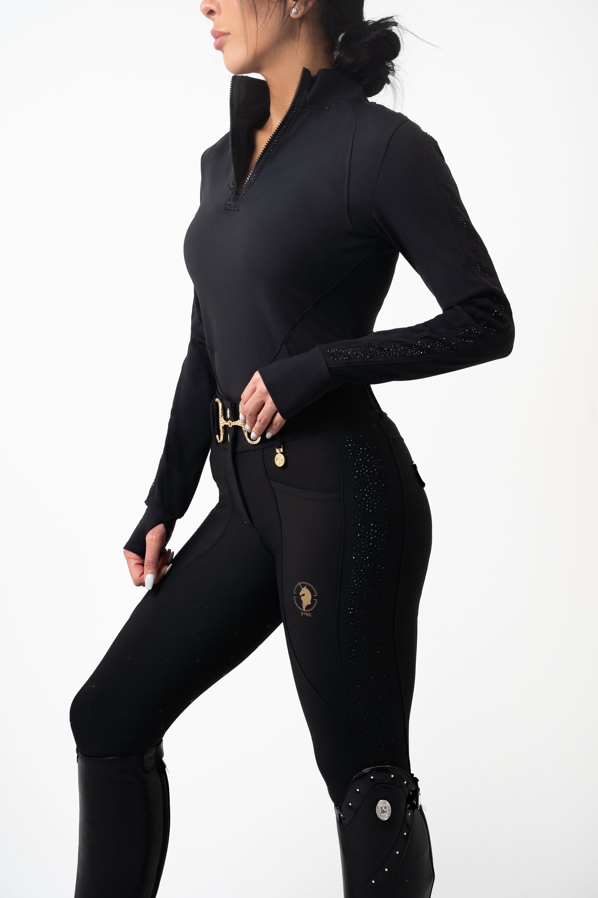 Dragon Rhinestone full seat  breeches (Black)