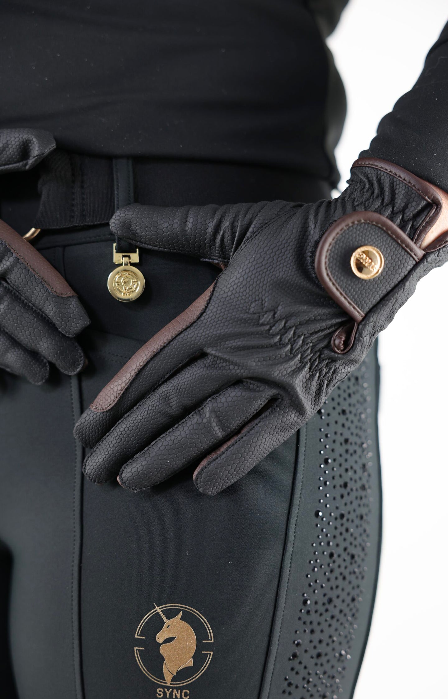 Two toned Black and Brown Grip Pro Leather Gloves-  - All Season