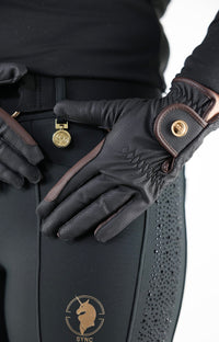 Two toned Black and Brown Grip Pro Leather Gloves- - All Season