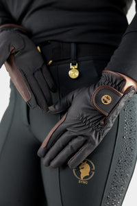 Two toned Black and Brown Grip Pro Leather Gloves-  - All Season