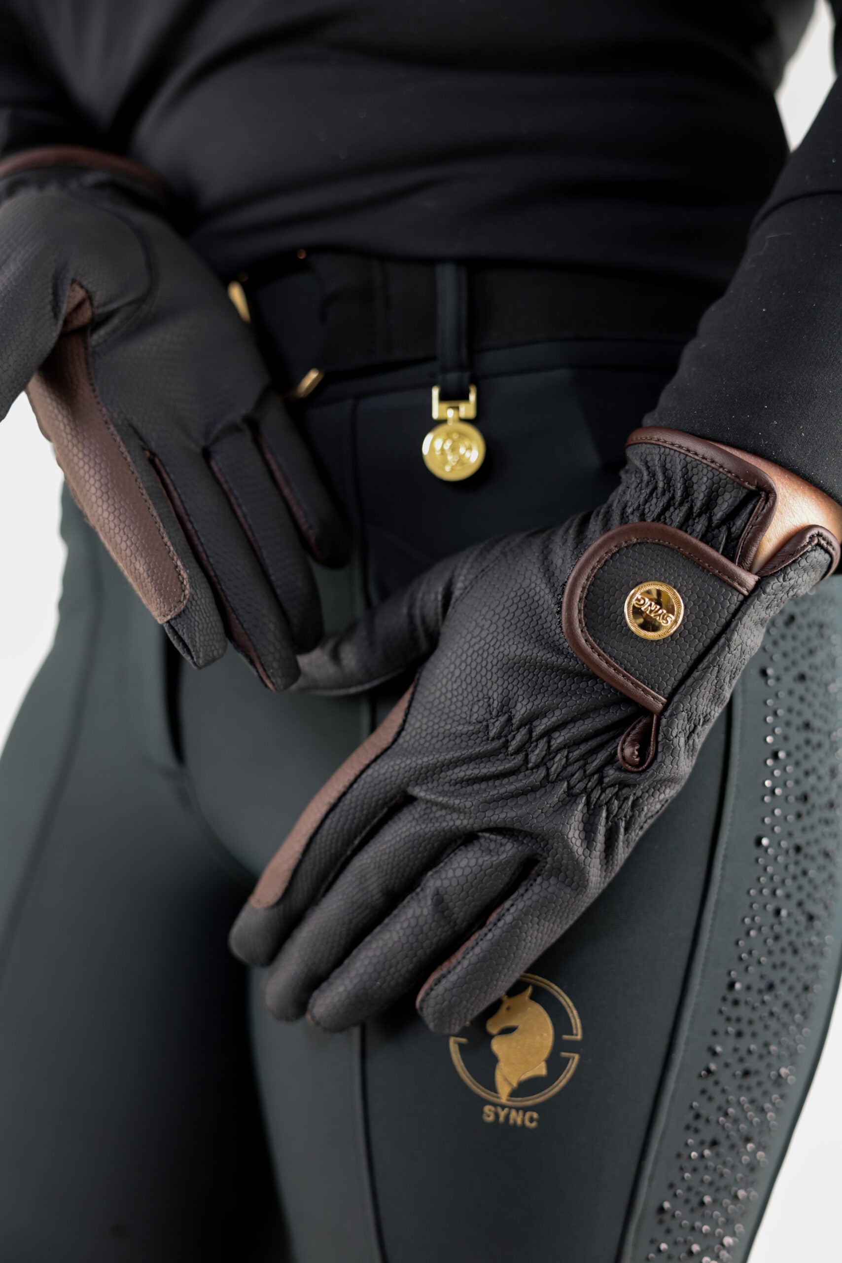 Two toned Black and Brown Grip Pro Leather Gloves-  - All Season