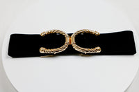 Black Flexi belt/Gold Horseshoe
