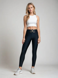 Black Flexi belt/Gold Horseshoe