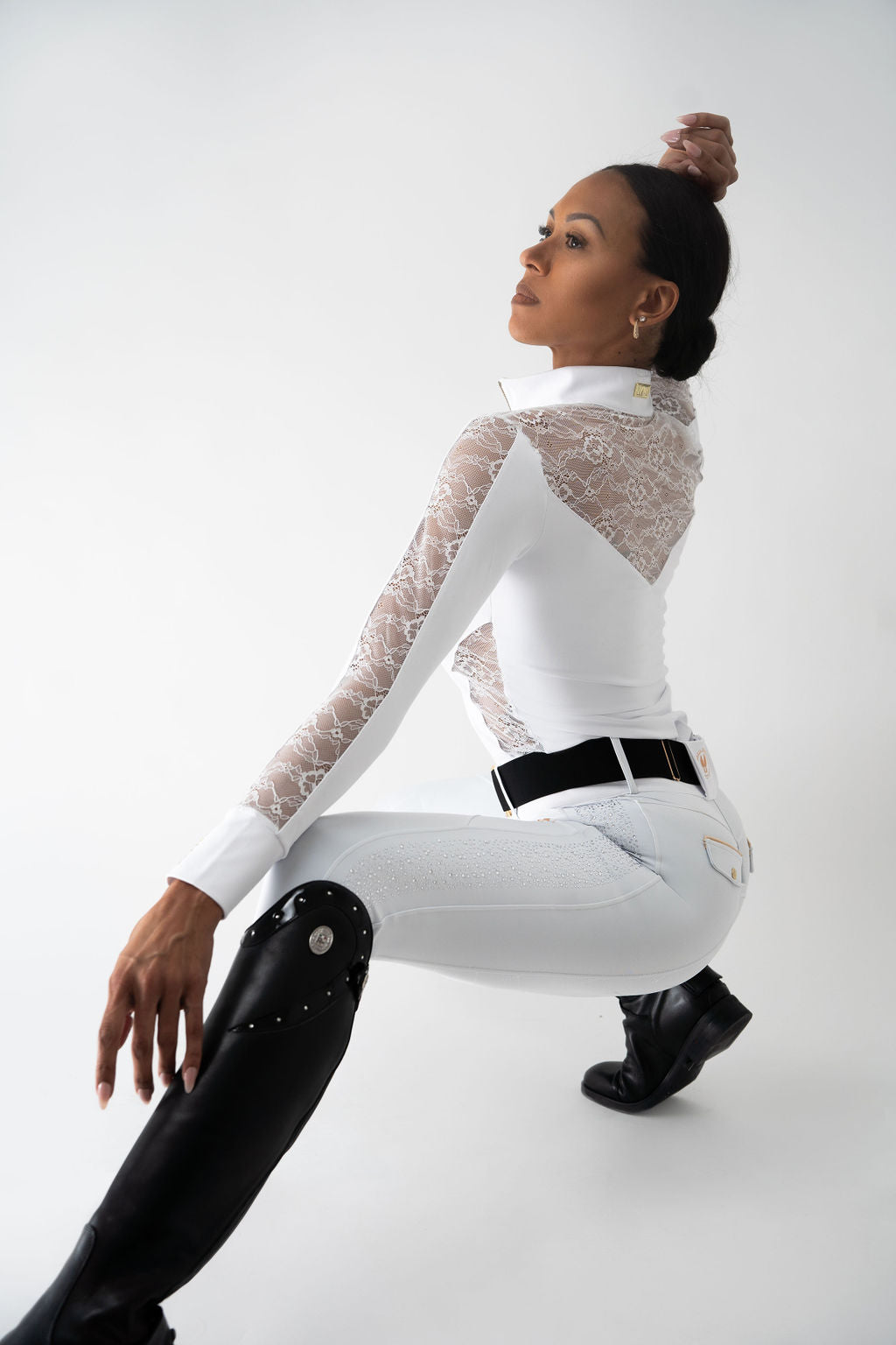 Dragon Rhinestone breeches full seat (White)