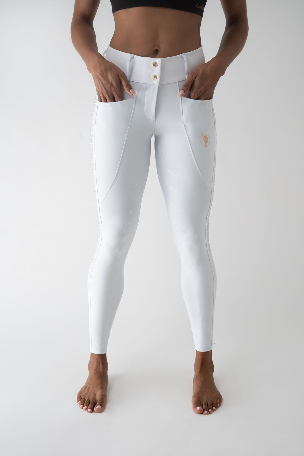 Dragon Rhinestone breeches full seat (White)