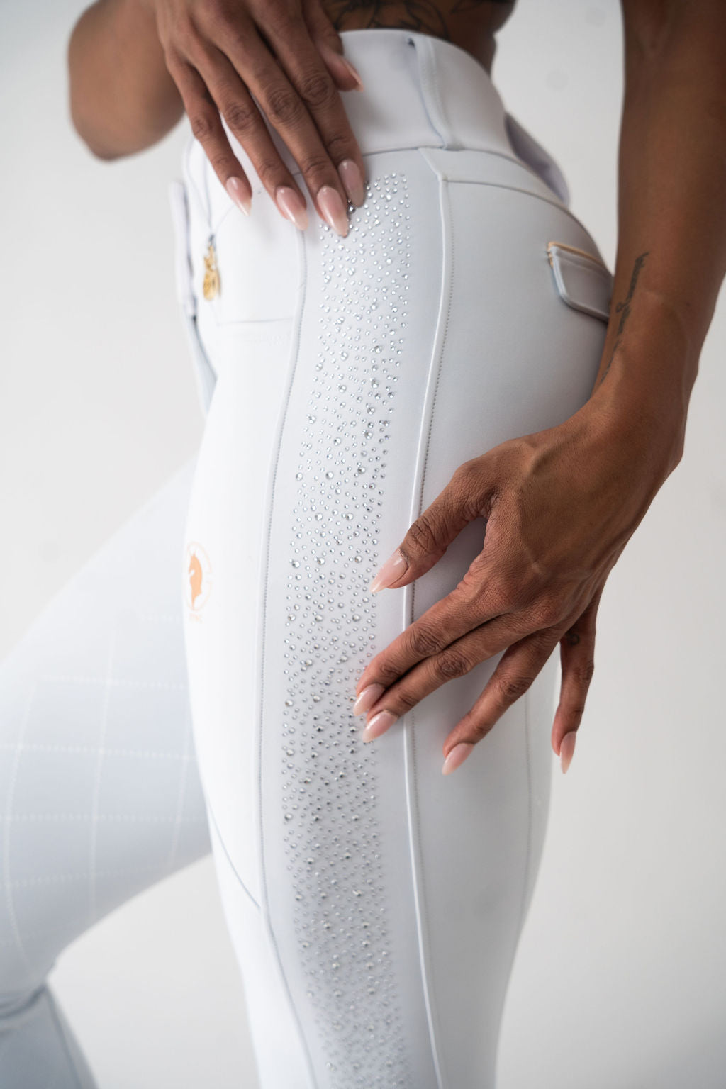 Dragon Rhinestone breeches full seat (White)