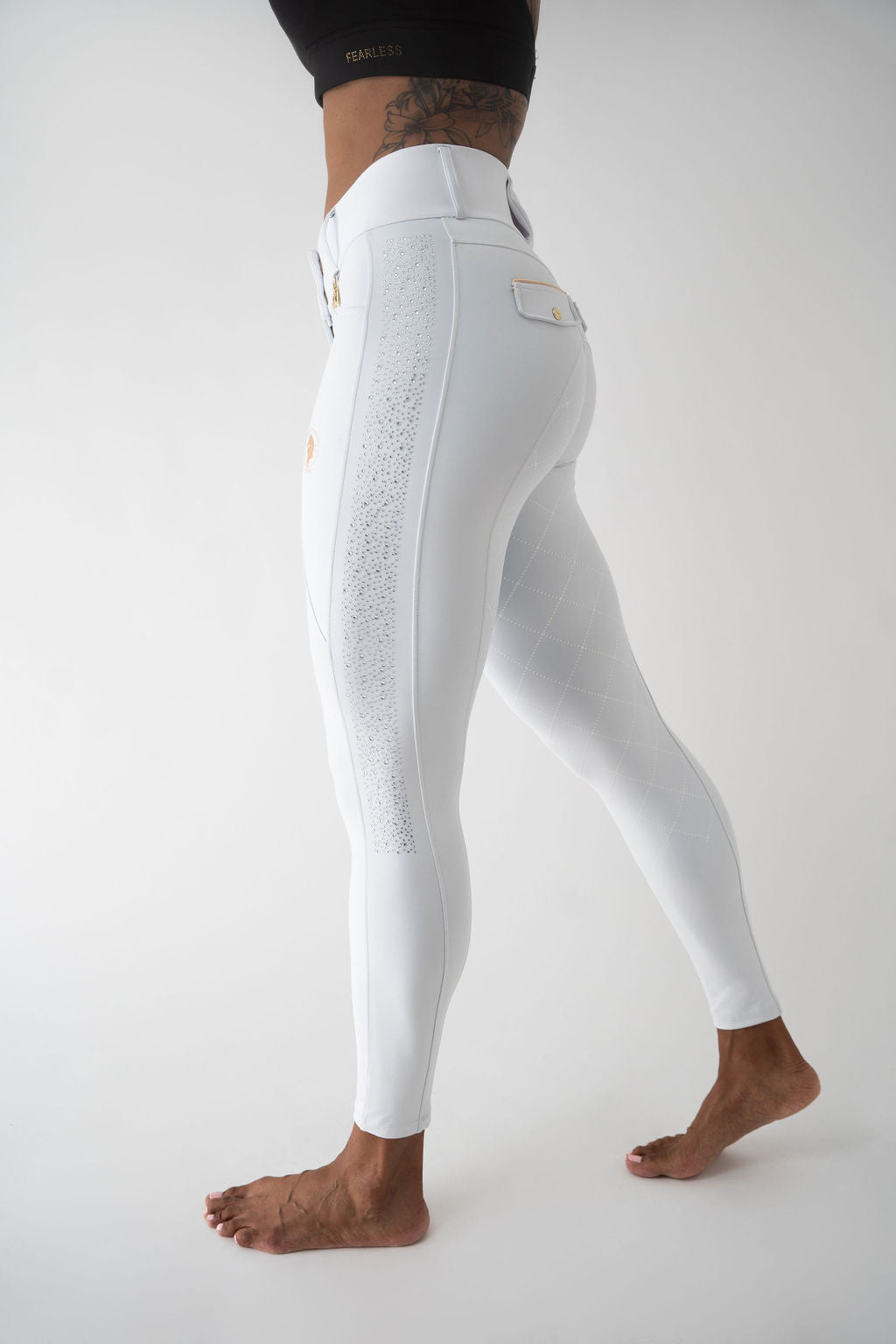 Dragon Rhinestone breeches full seat (White)