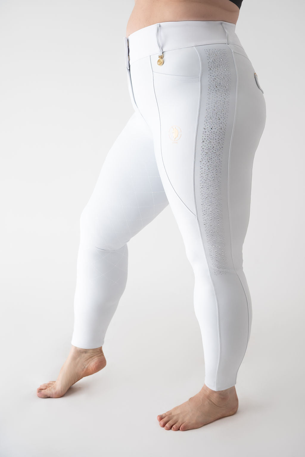 Dragon Rhinestone breeches full seat (White)