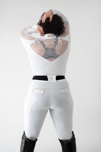 Dragon Rhinestone breeches full seat (White)