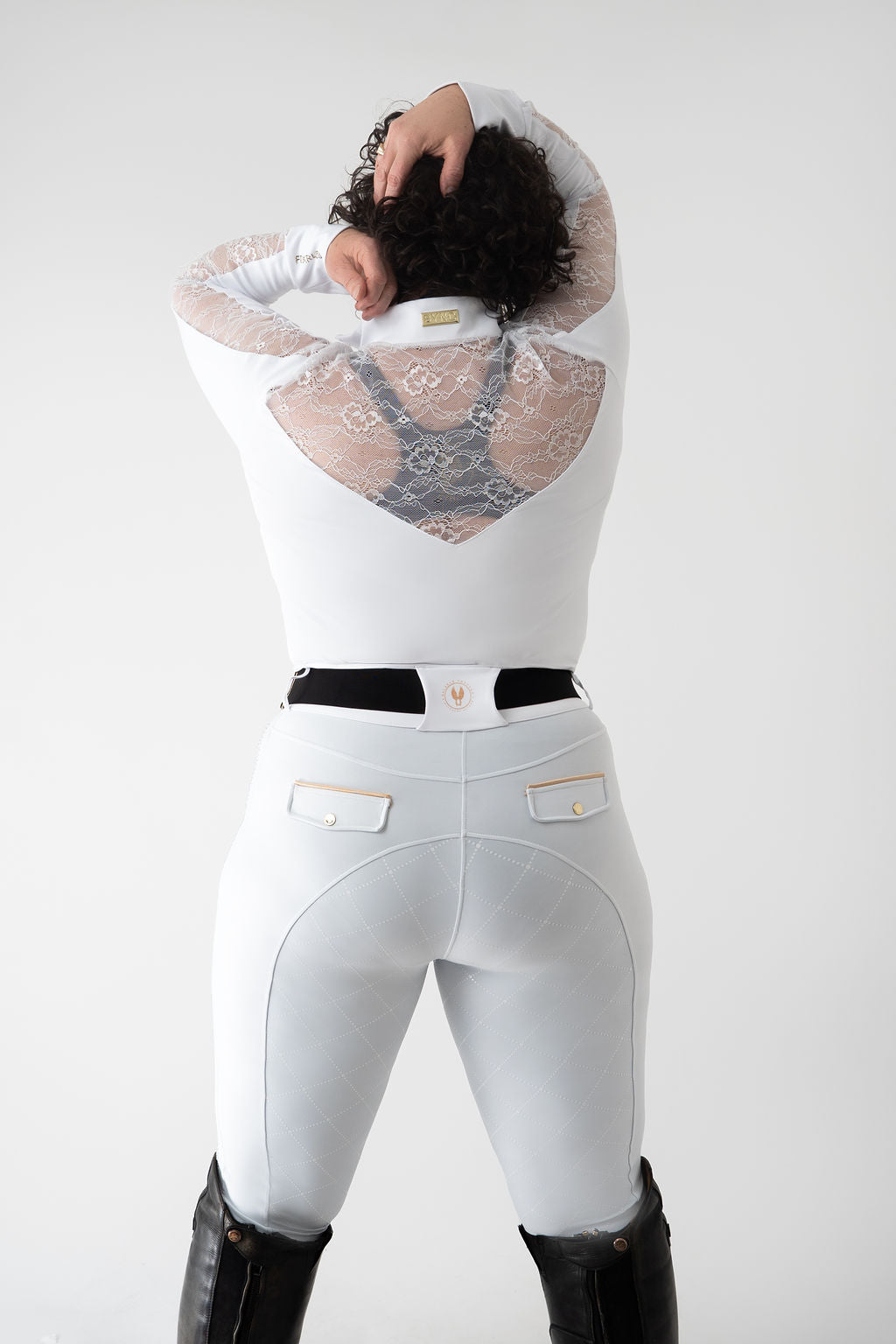 Dragon Rhinestone breeches full seat (White)
