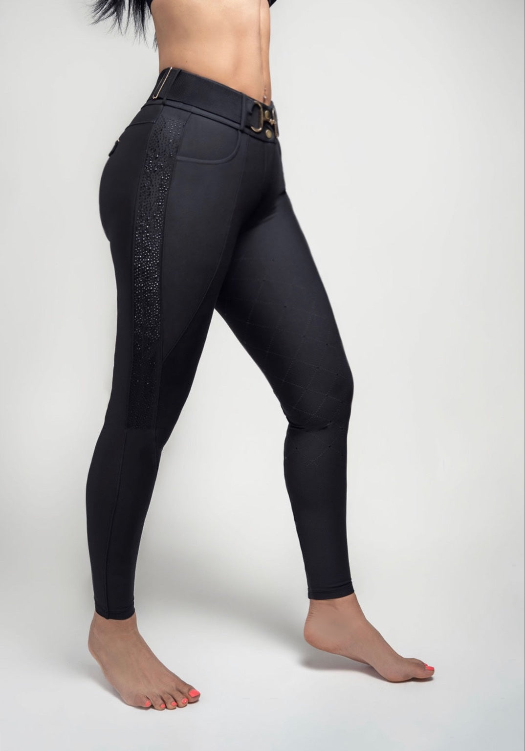 Dragon Rhinestone breeches KNEE PATCH (Black)