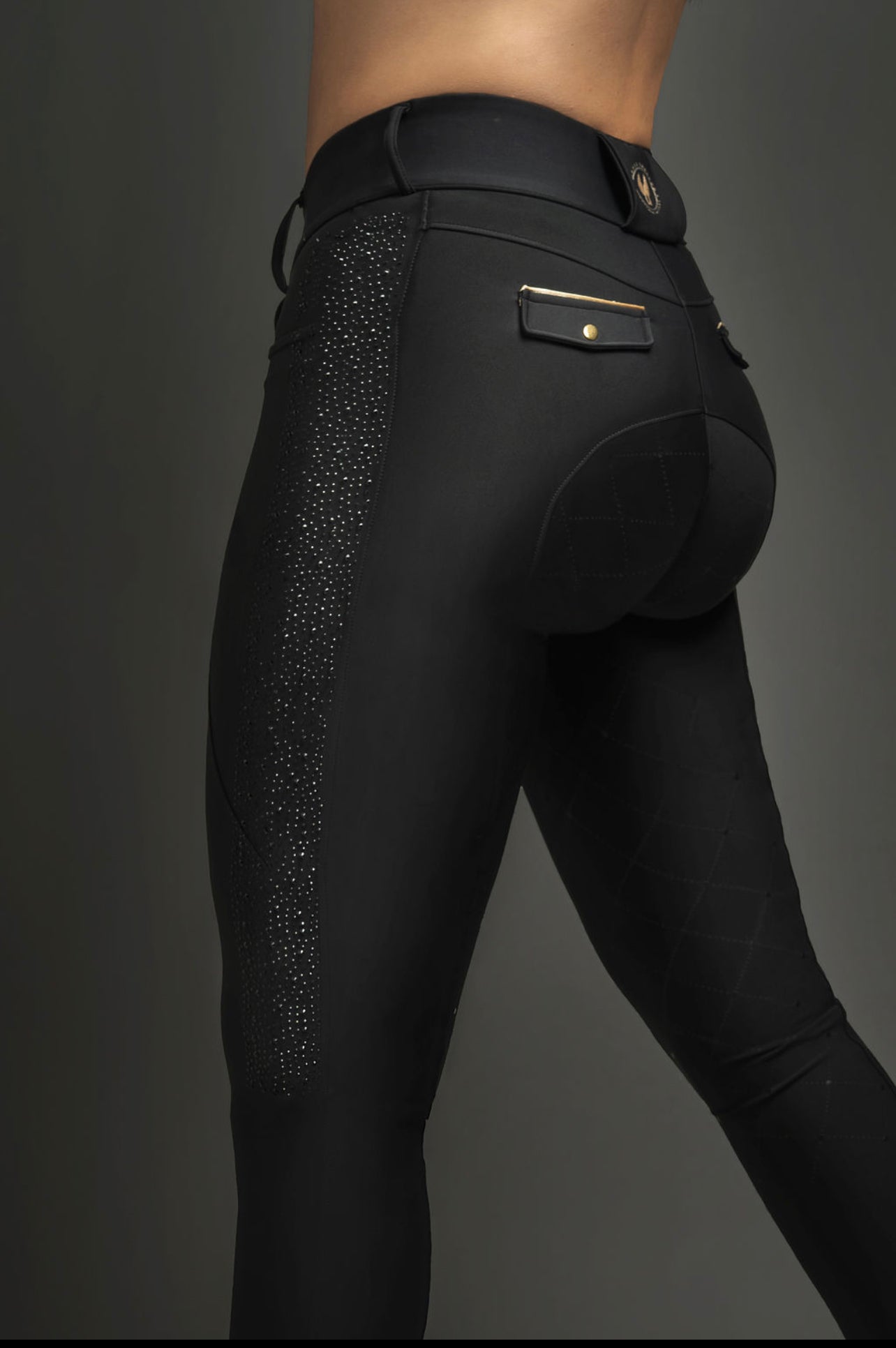 Dragon Rhinestone breeches KNEE PATCH (Black)