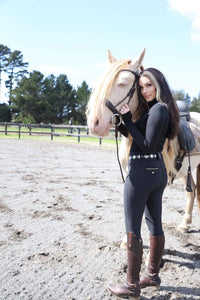 Dragon Rhinestone full seat  breeches (Black)