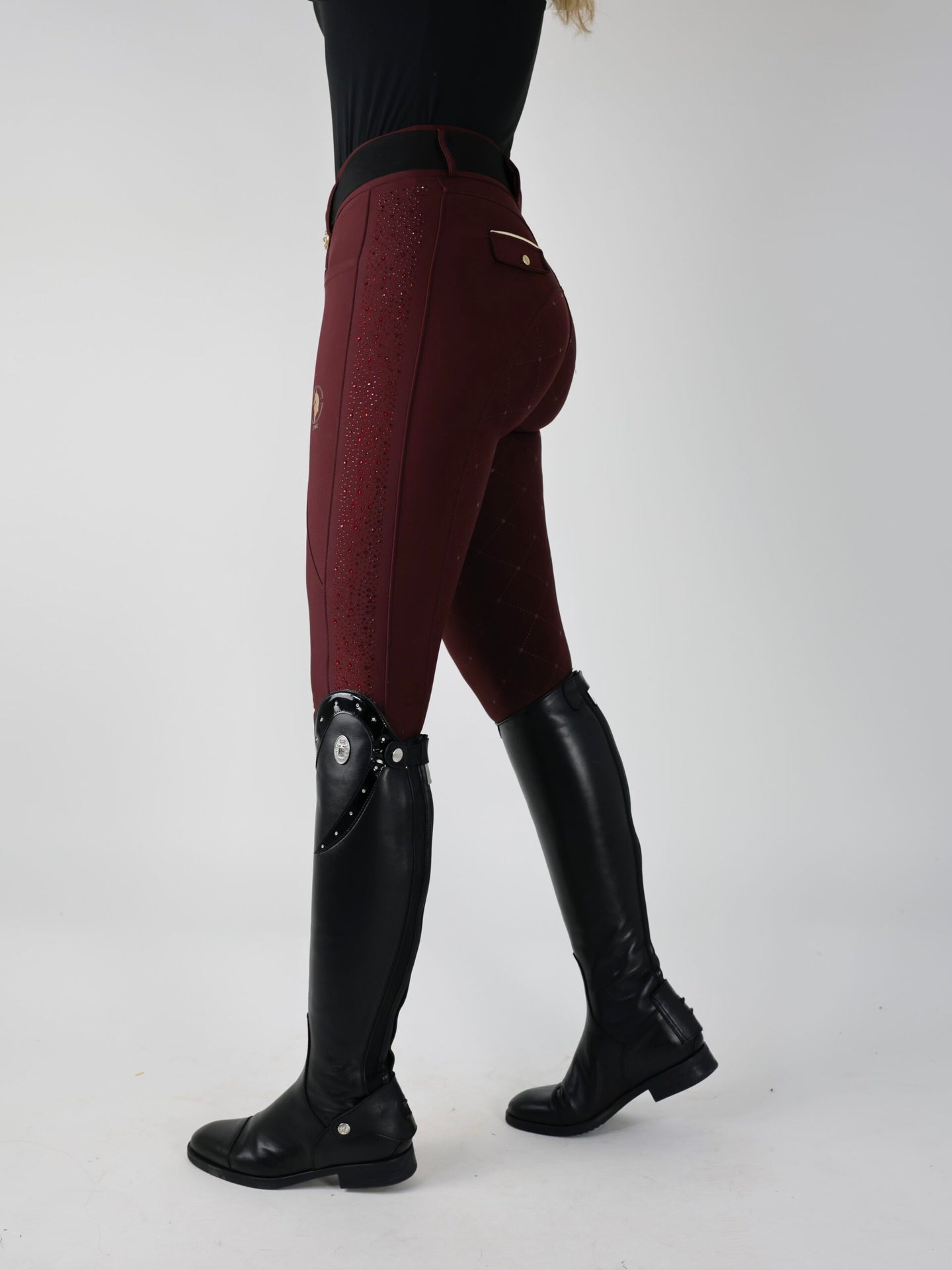 Dragon Rhinestone full seat  breeches (Burgundy)