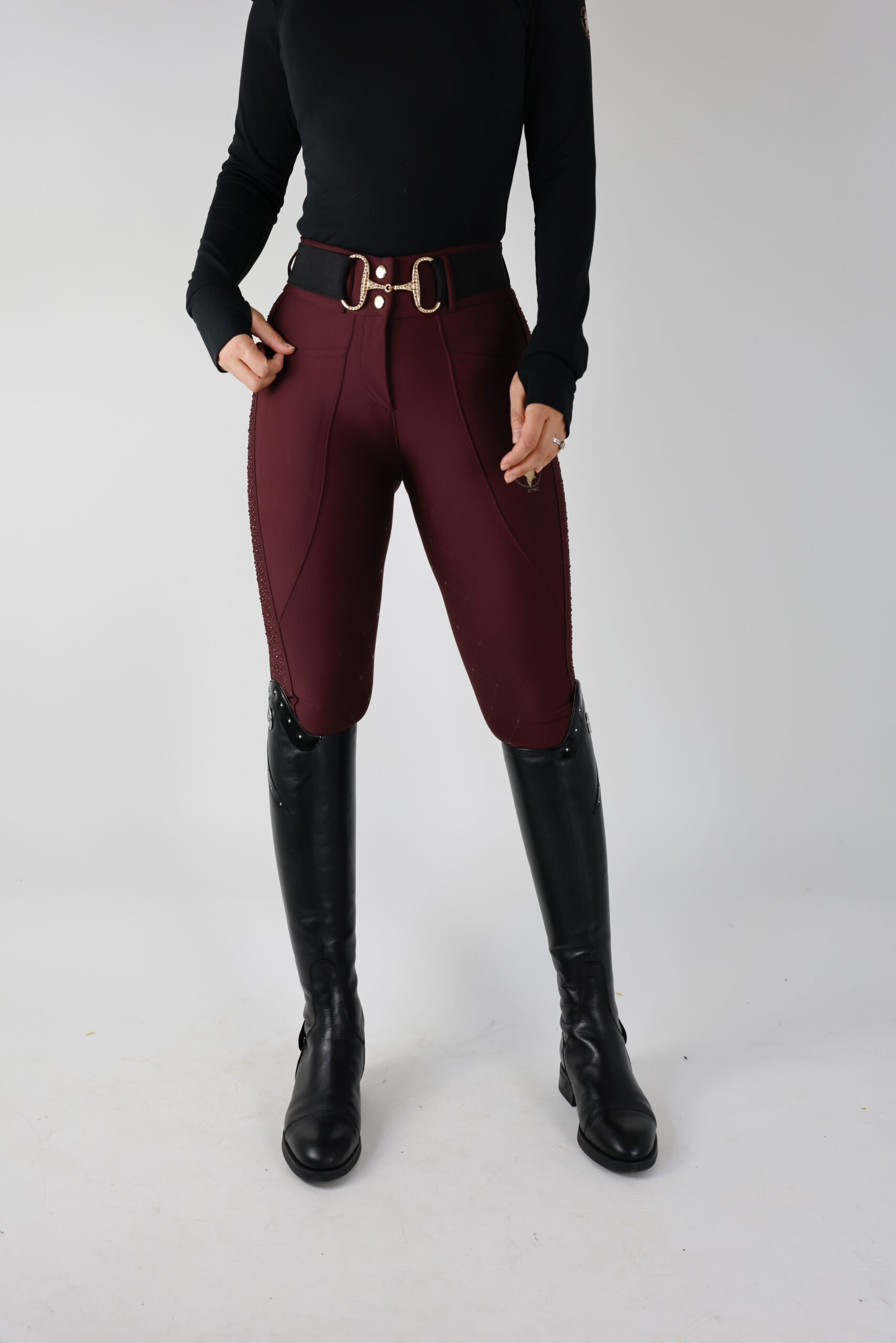 Dragon Rhinestone full seat  breeches (Burgundy)