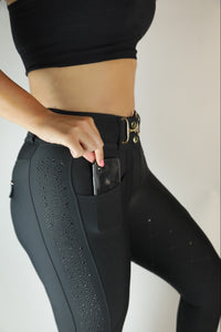 Dragon Rhinestone breeches KNEE PATCH (Black)