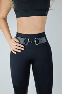Black sparkly Flexi belt/ Silver bit
