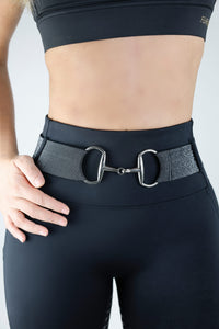 Black sparkly Flexi belt/ Silver bit