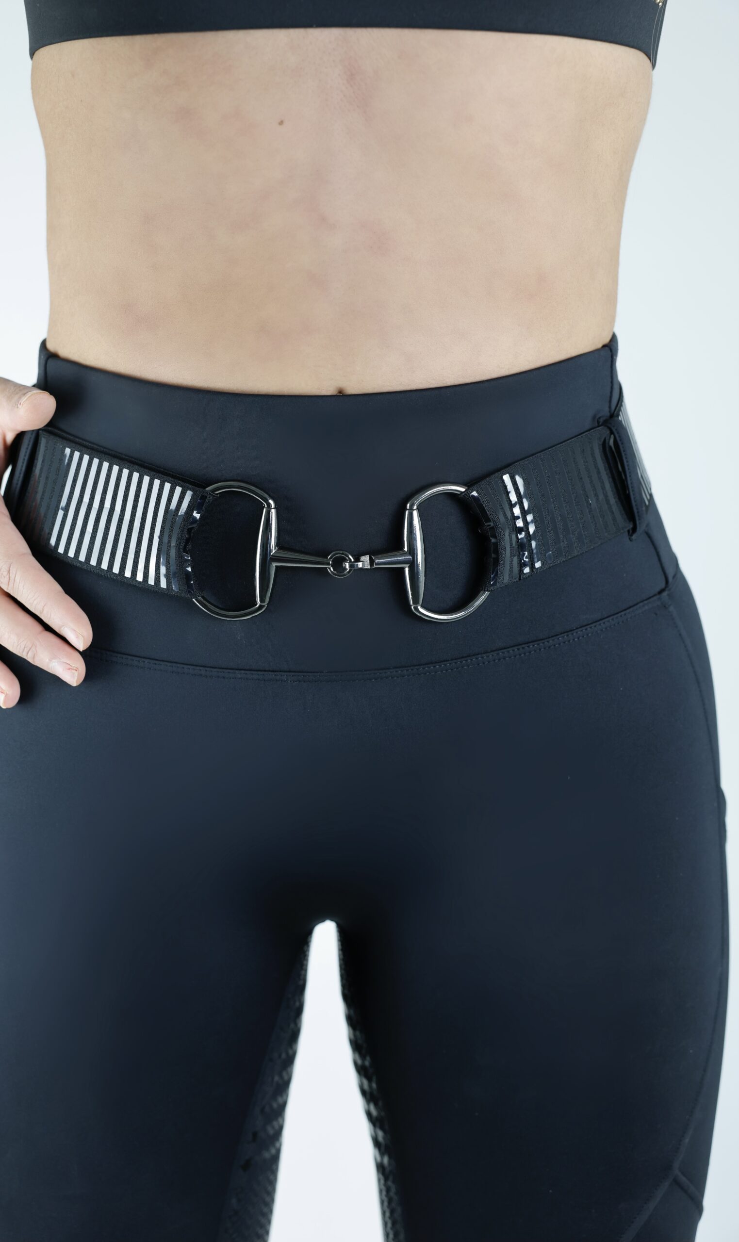 Black Shiny Striped Flexibelt/ Black Bit