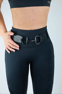 Black Shiny Striped Flexibelt/ Black Bit