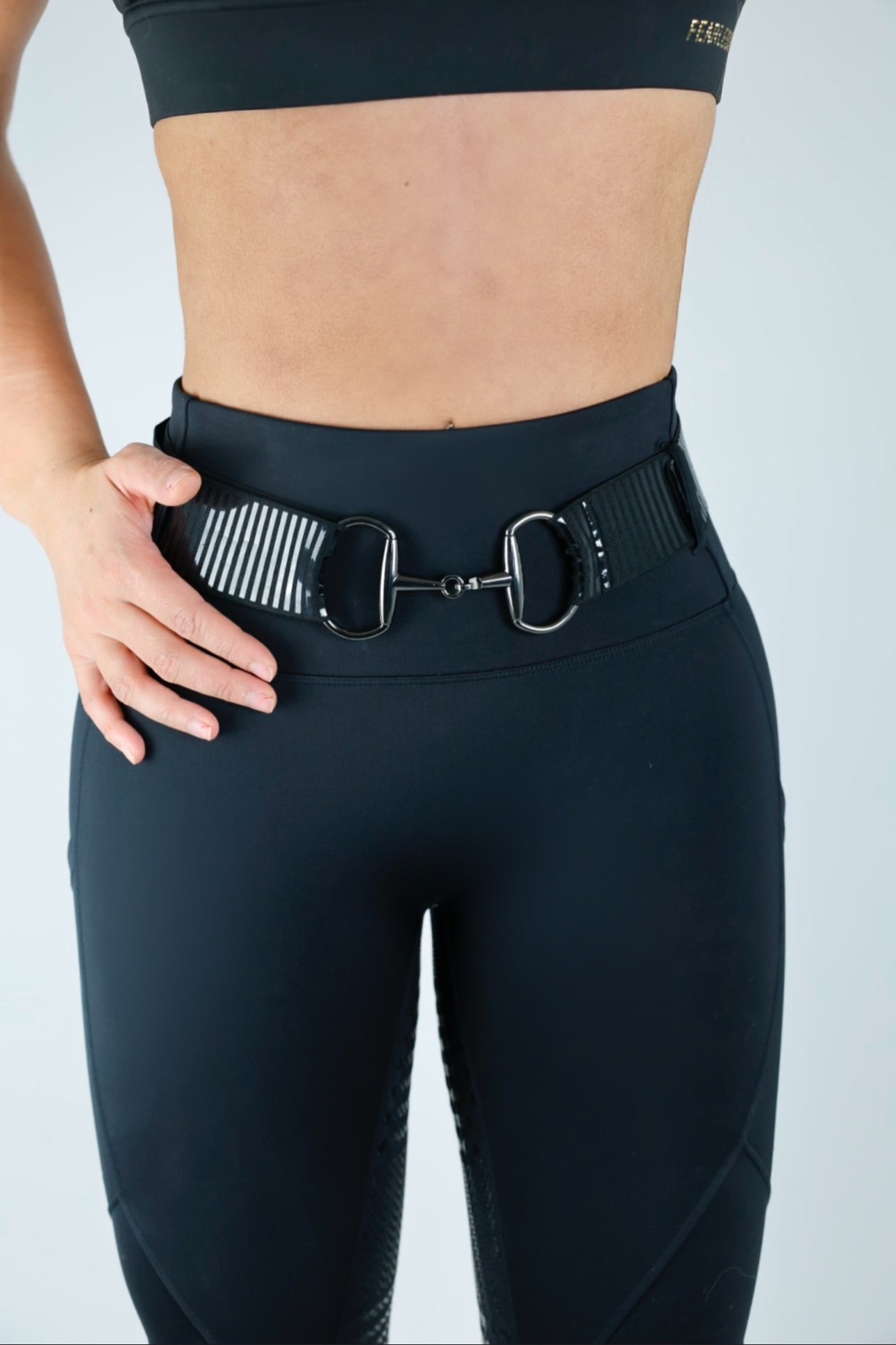 Black Shiny Striped Flexibelt/ Black Bit