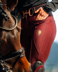 Dragon Rhinestone full seat  breeches (Burgundy)