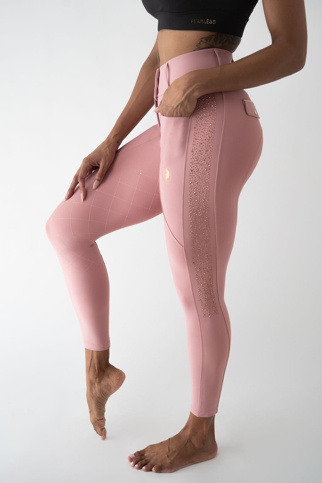 Dragon Rhinestone breeches full seat (Pink)