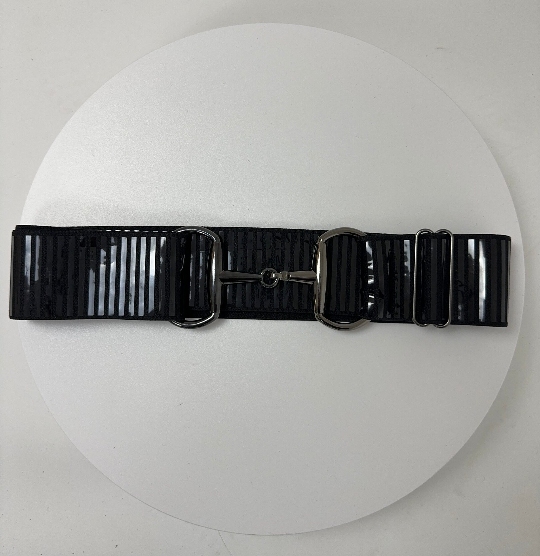 Black Shiny Striped Flexibelt/ Black Bit