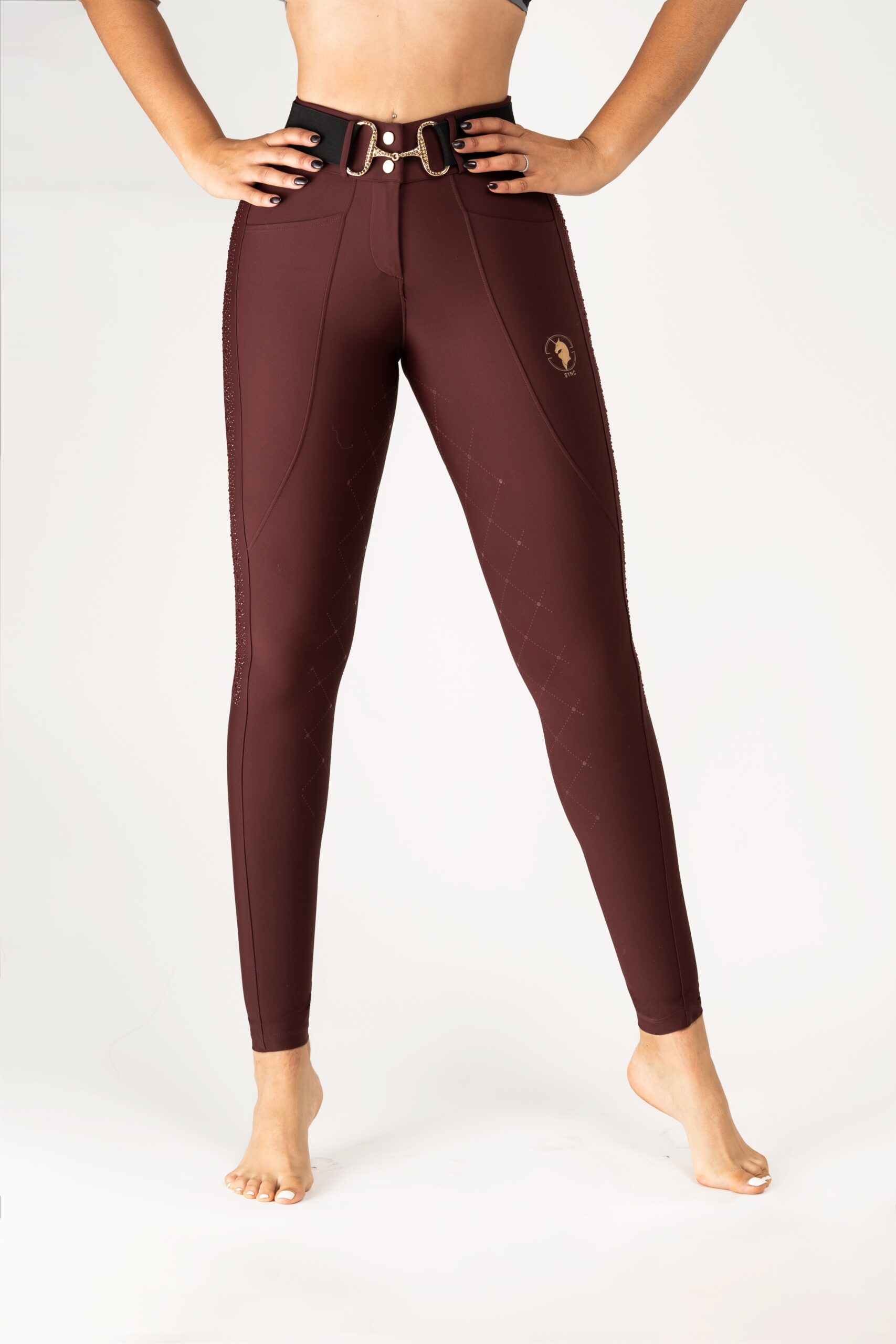 Dragon Rhinestone full seat  breeches (Burgundy)