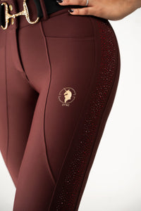 Dragon Rhinestone full seat  breeches (Burgundy)