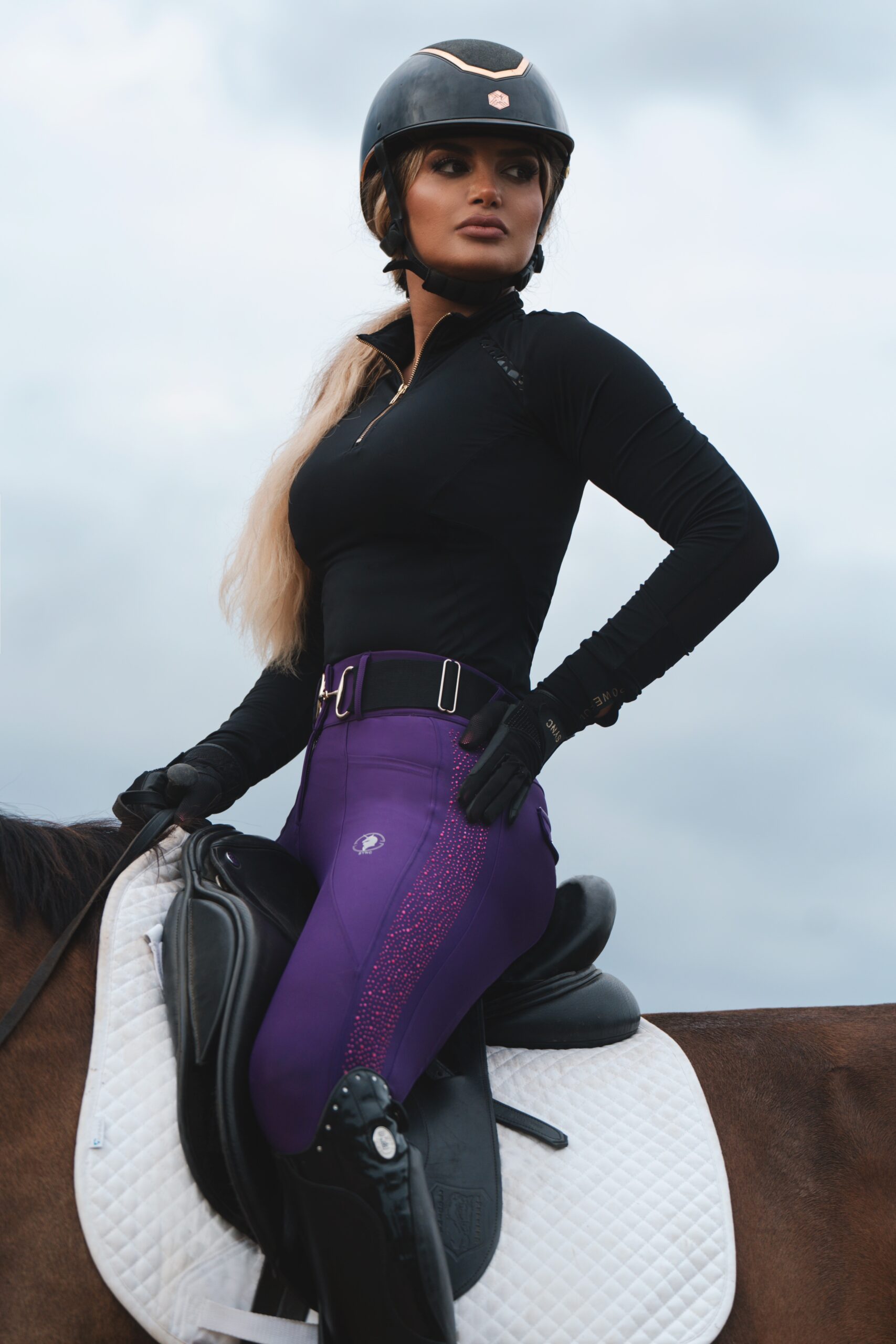 Dragon Rhinestone Full seat breeches (Purple)