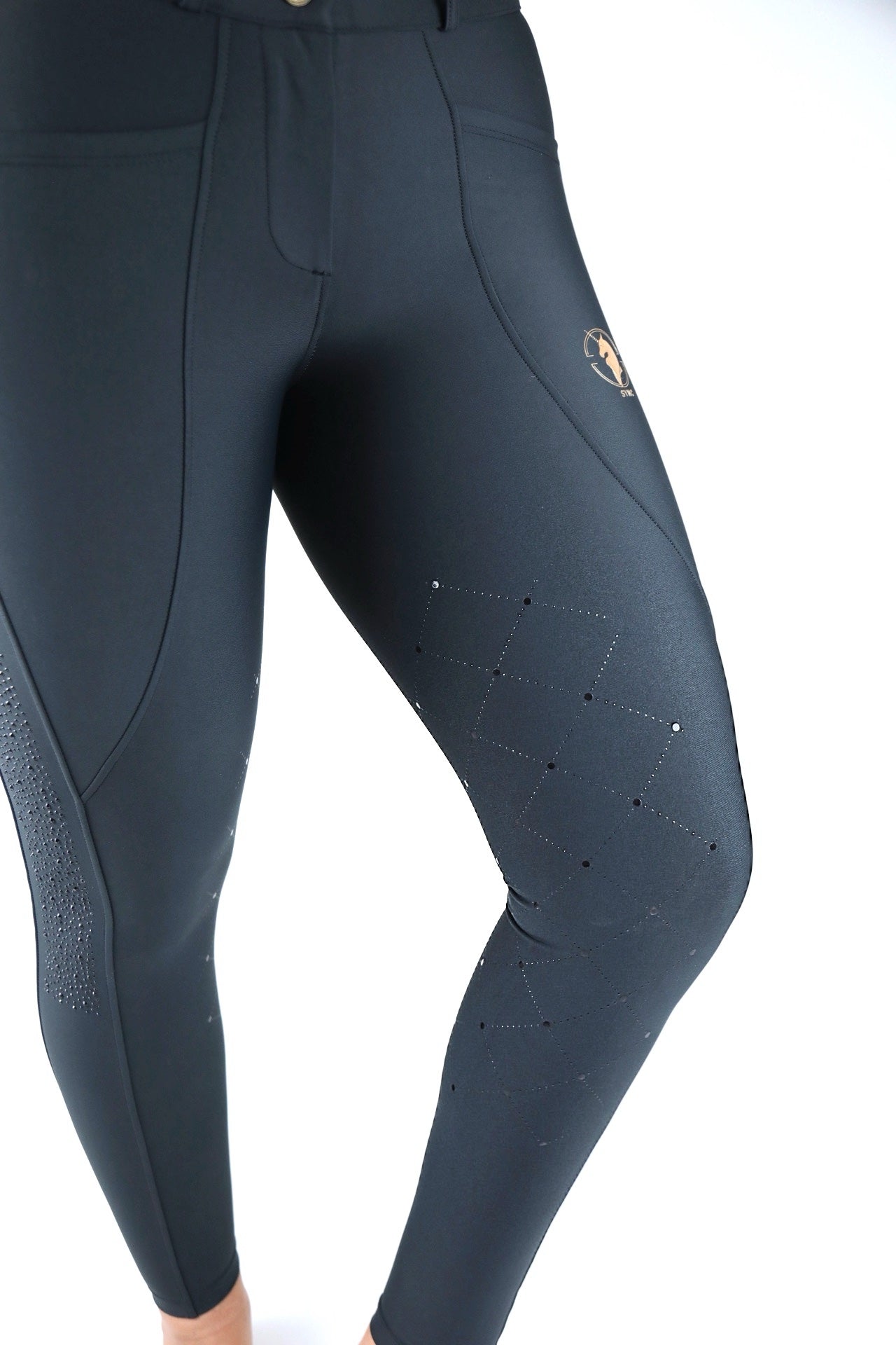 Dragon Rhinestone breeches KNEE PATCH (Black)