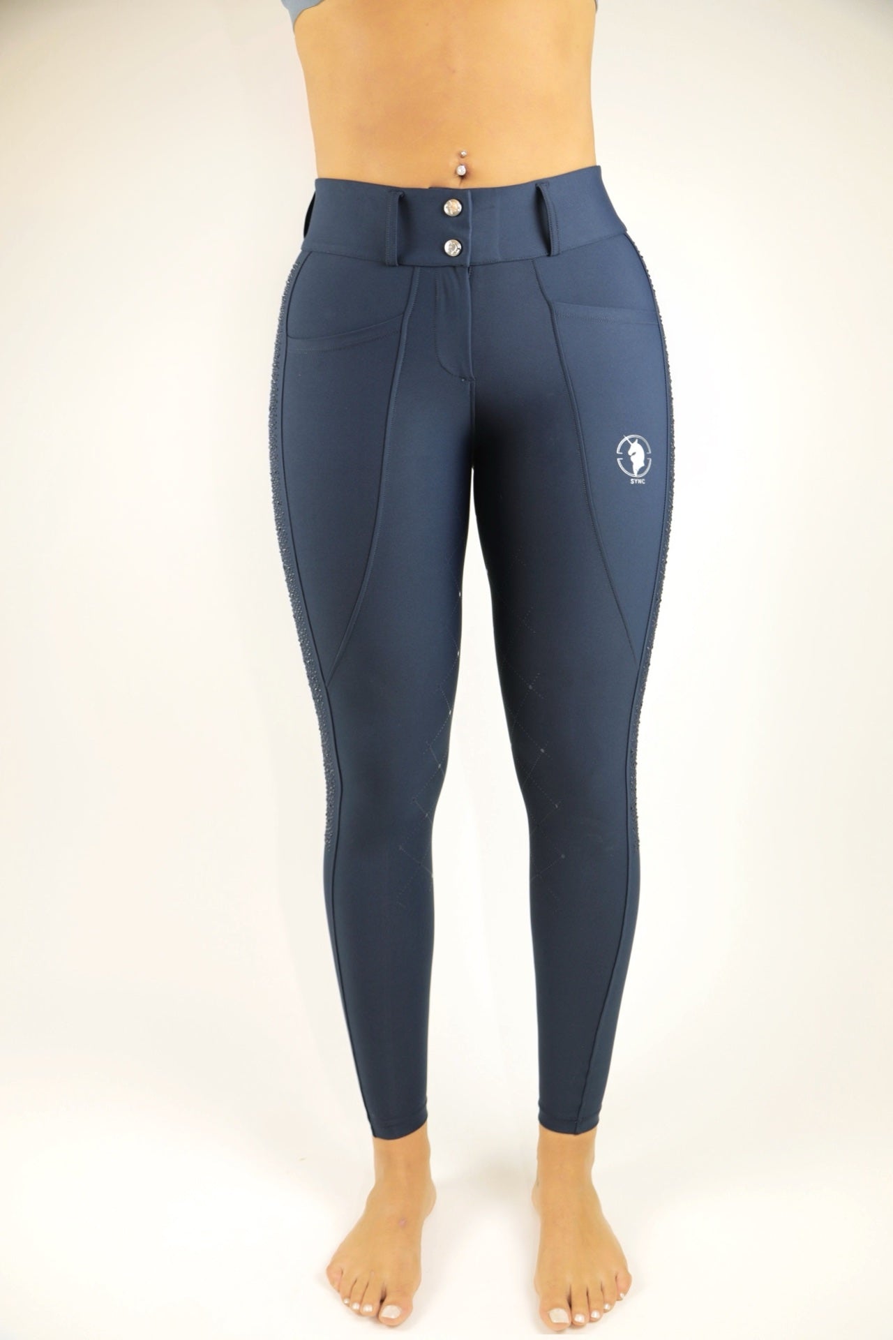 Dragon Rhinestone Full seat breeches (NAVY)