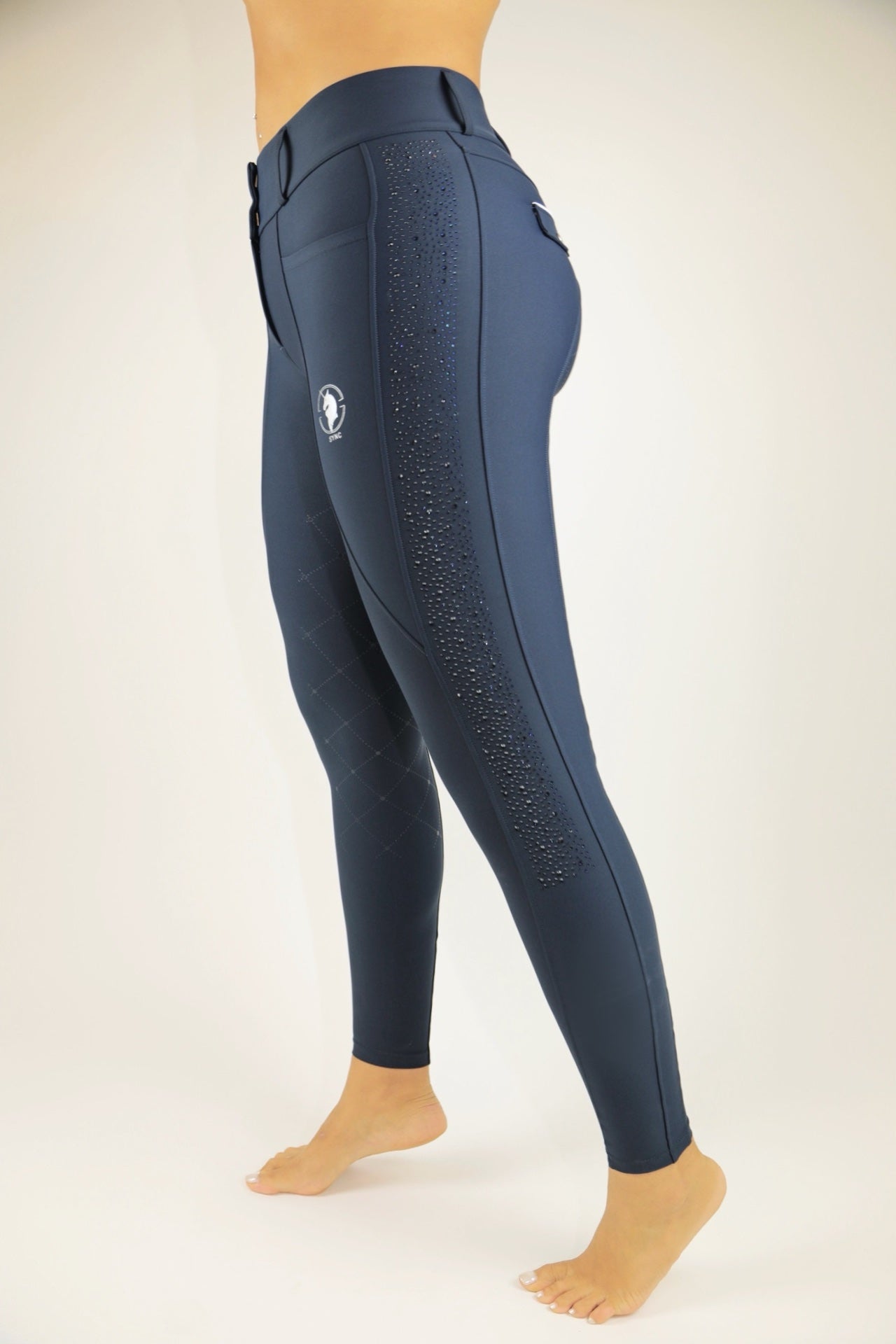 Dragon Rhinestone Full seat breeches (NAVY)