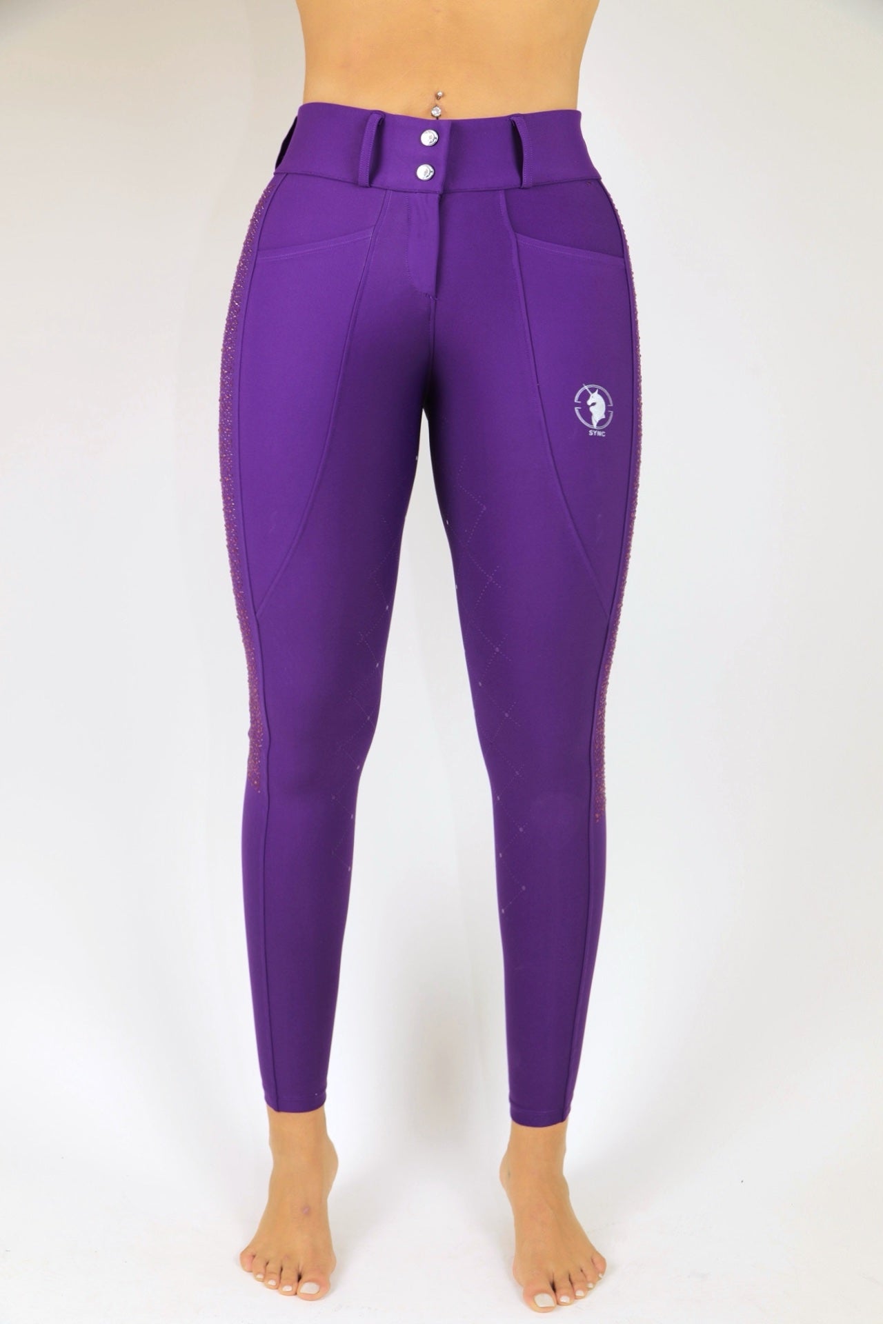 Dragon Rhinestone Full seat breeches (Purple)