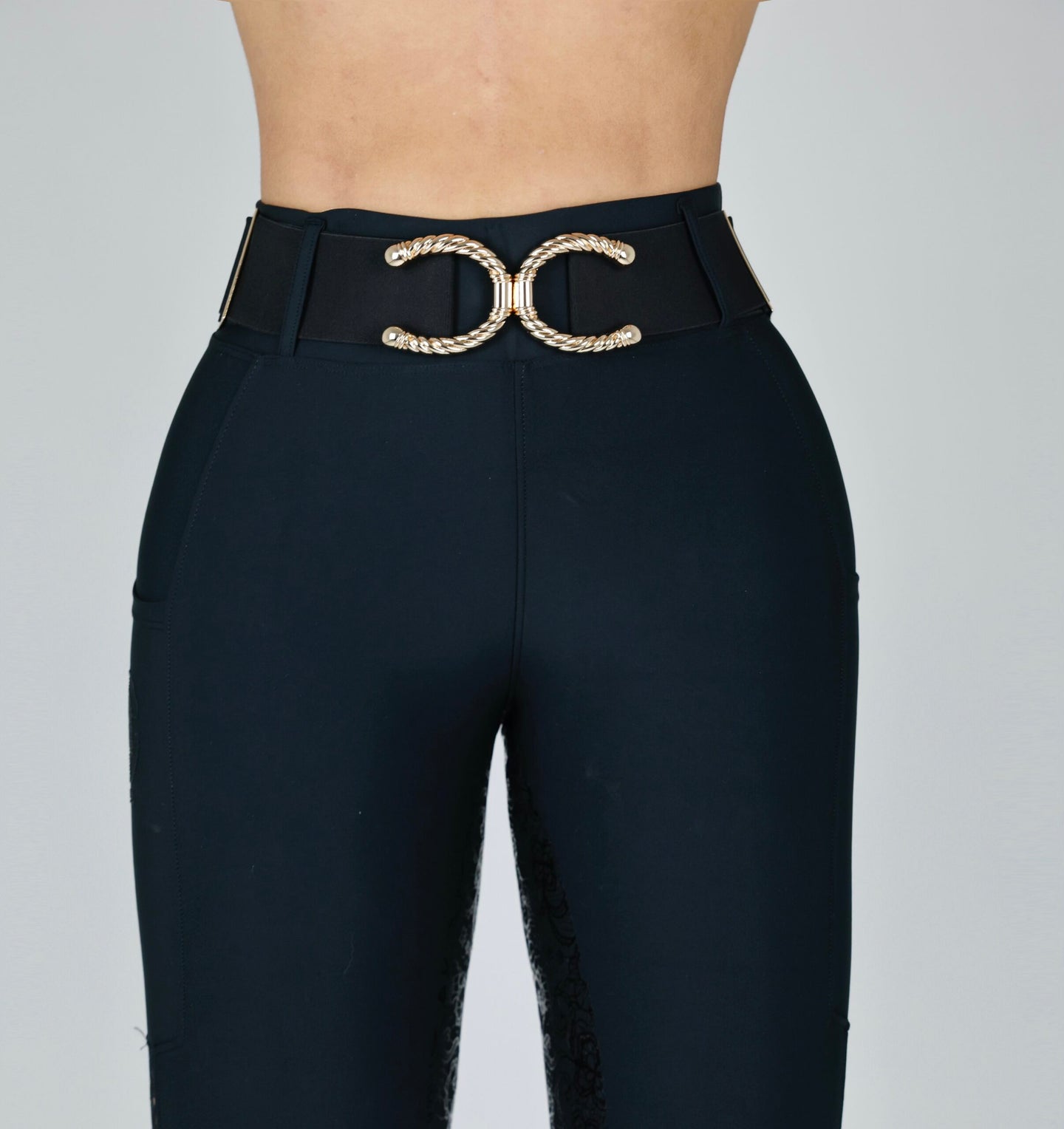 Black Flexi belt/Gold Horseshoe