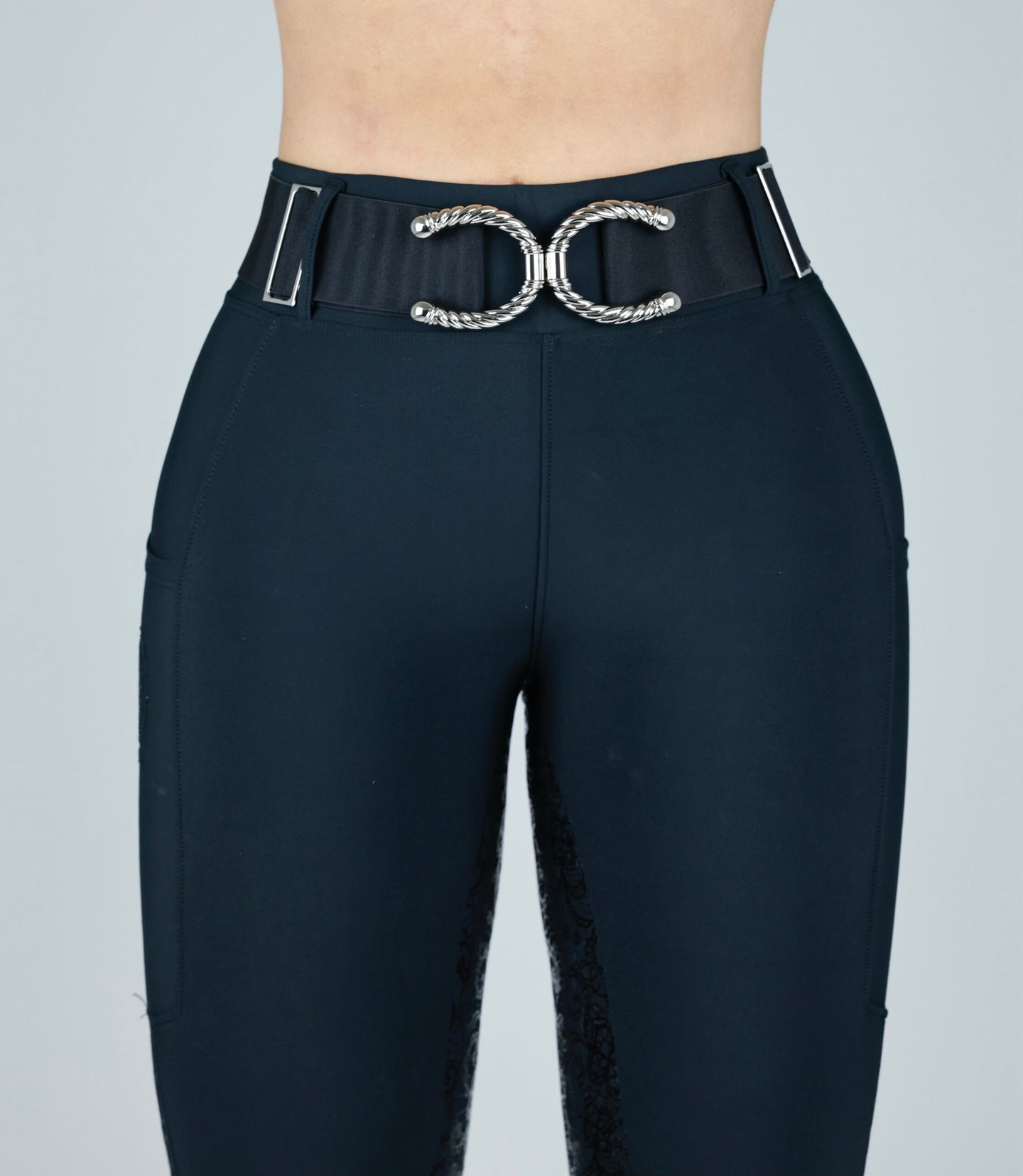 Black Flexi belt/Silver Horseshoe