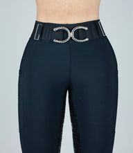 Black Flexi belt/Silver Horseshoe