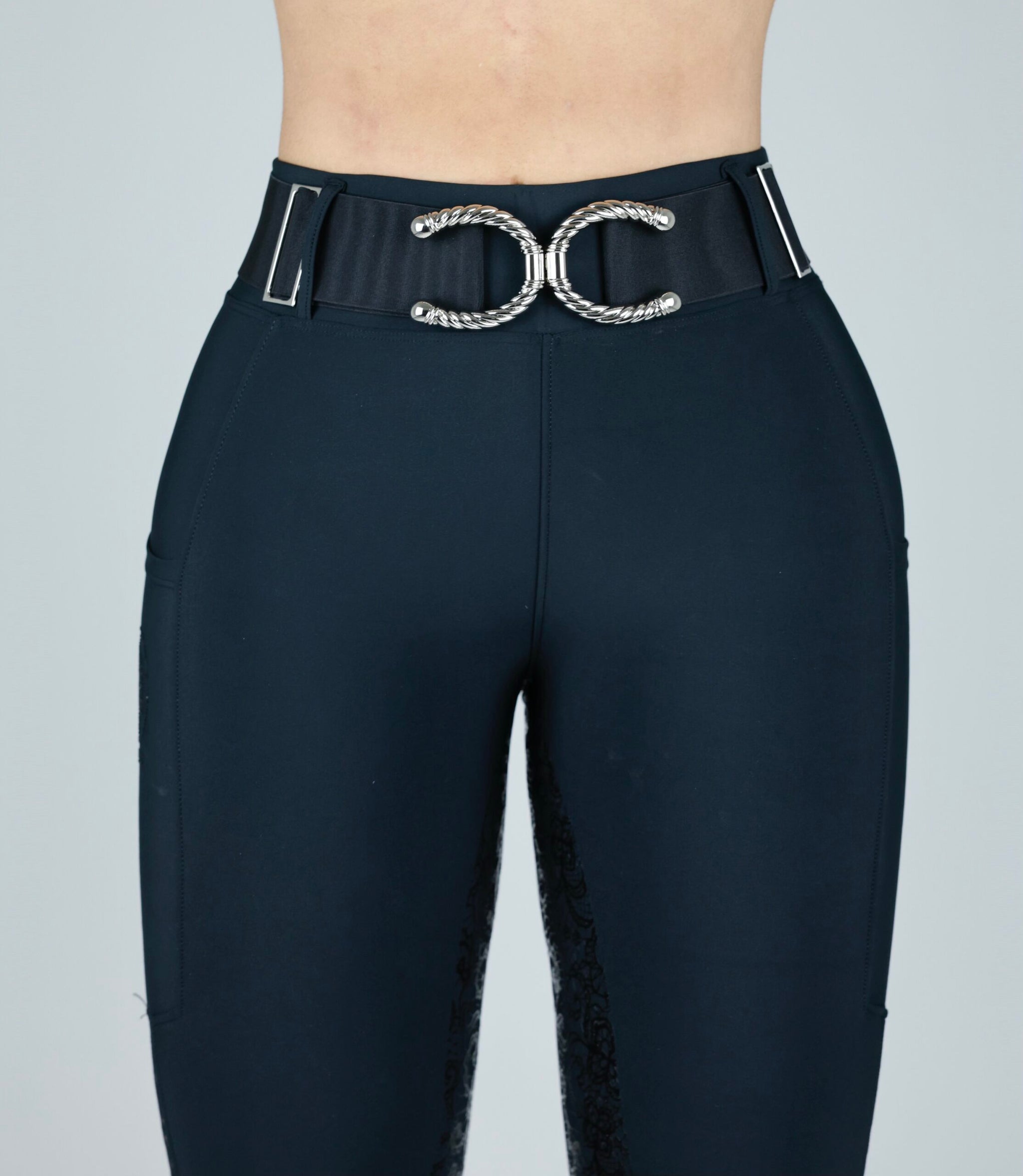 Black Flexi belt/Silver Horseshoe