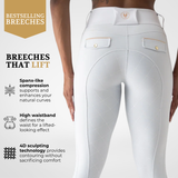 Dragon Rhinestone Full Seat Breeches (White)