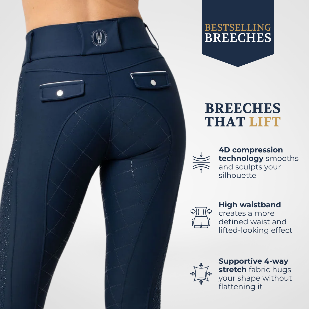 Dragon Rhinestone Full Seat Breeches (Navy)