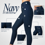 Dragon Rhinestone Full Seat Breeches (Navy)