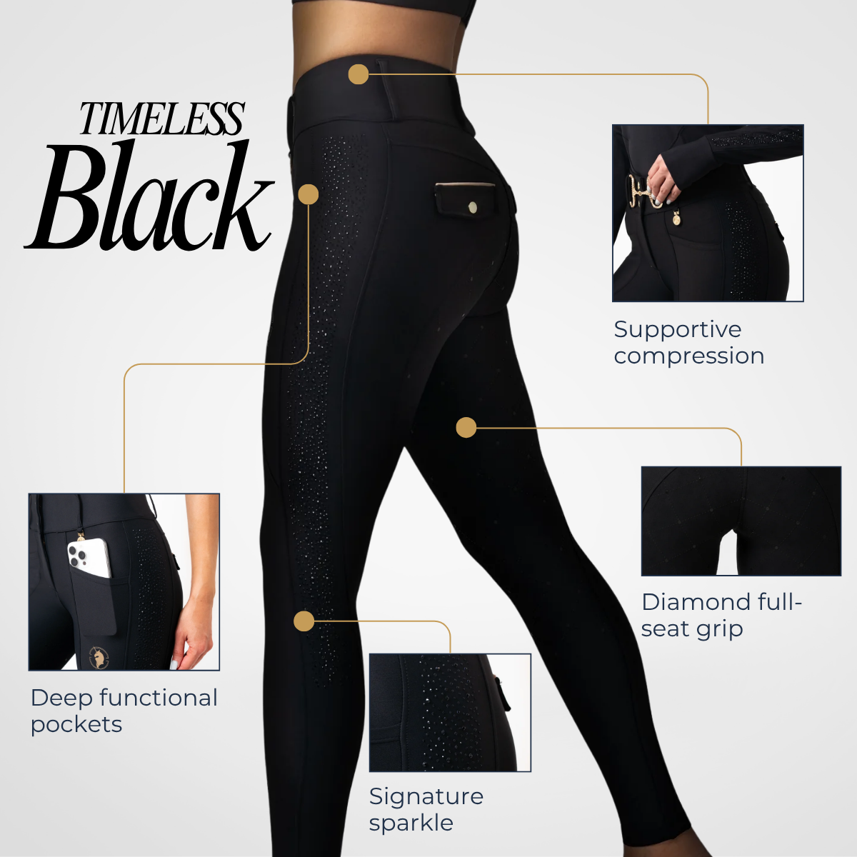 Dragon Rhinestone Full Seat Breeches (Black)