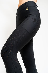 Perforated Cool Tech Pull-On Breeches - Black