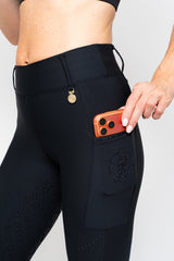Perforated Cool Tech Pull-On Breeches - Black