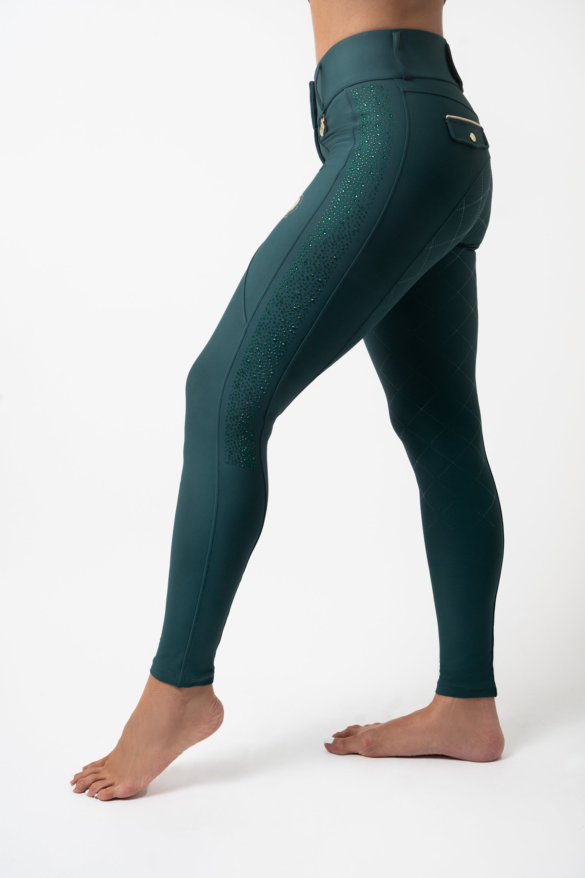PRE ORDER- Dragon Rhinestone full seat  breeches (Emerald Green, Limited edition)