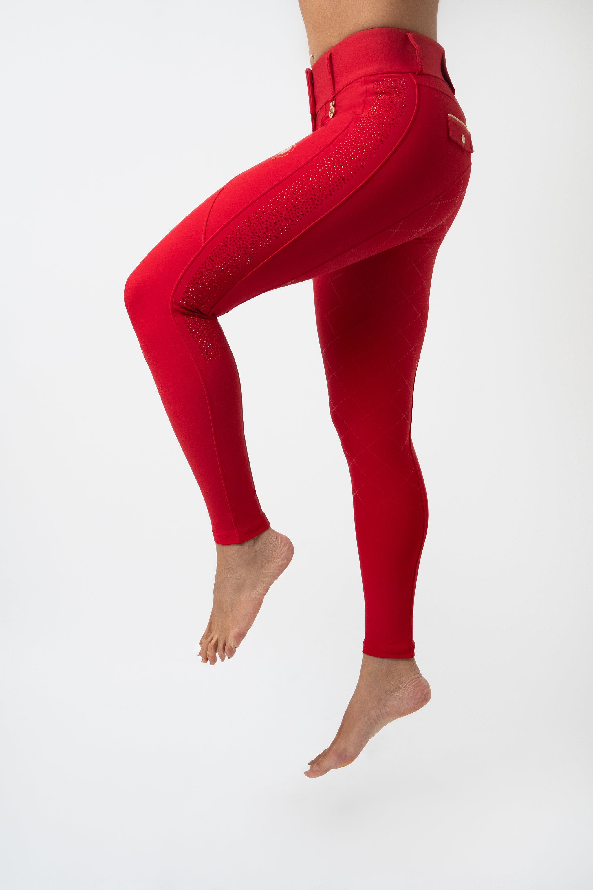 PRE ORDER- Dragon Rhinestone full seat  breeches (Red-Limited edition)
