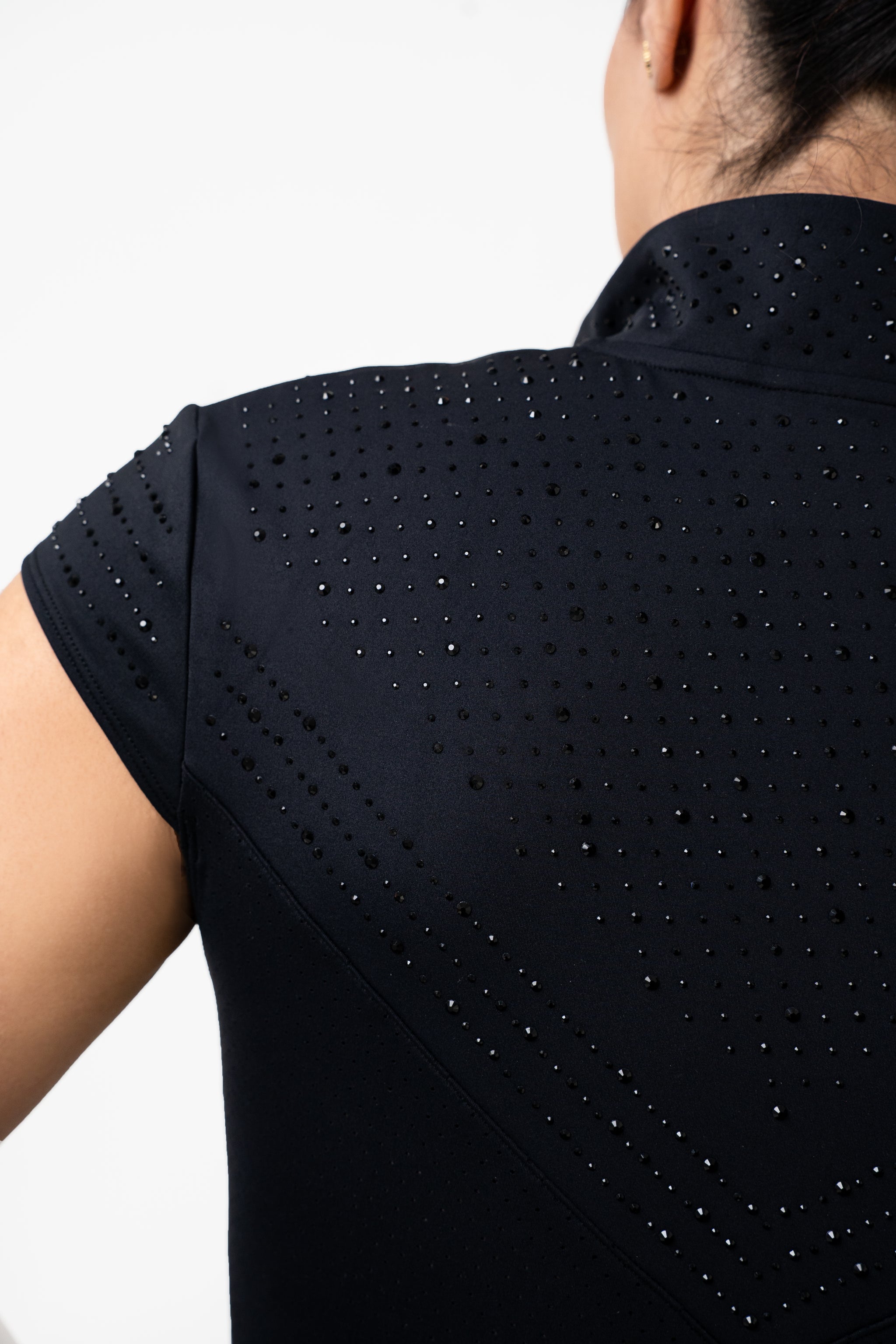 PRE ORDER - Perforated Luxe Dragon cap sleeve top (Black)
