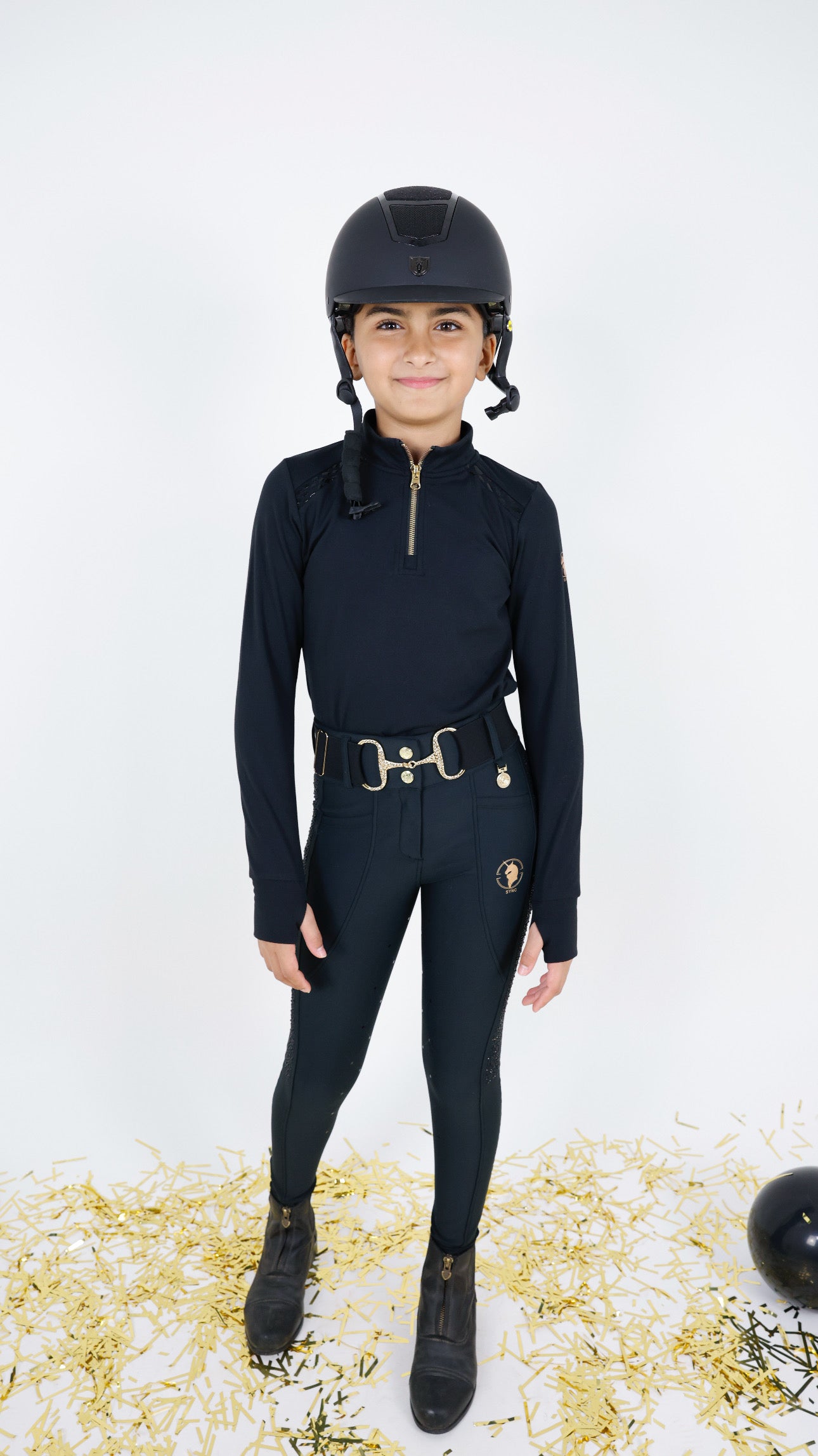 Youth Dragon Rhinestone full seat breeches (Black)