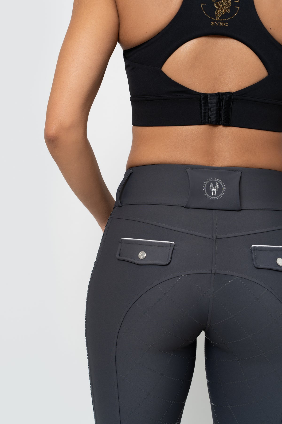 Dragon Rhinestone Full Seat Breeches (Charcoal Grey)